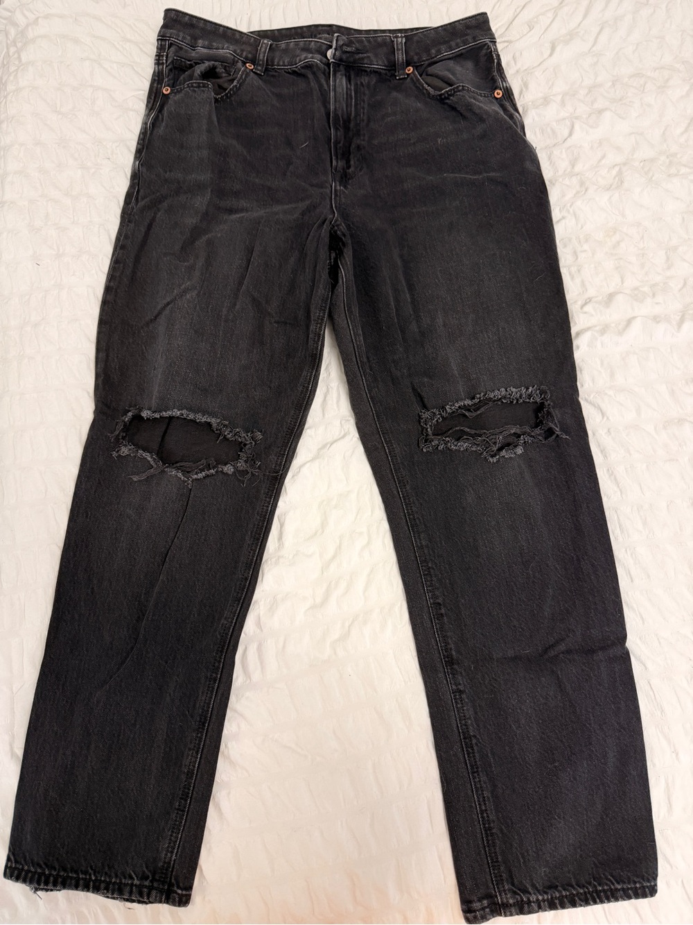 Kut from the Kloth Black Straight-Leg Distressed Jeans